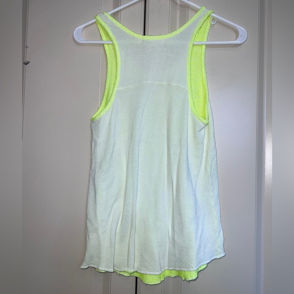 Solow Terry Cloth Racerback Tank Neon Yellow and White XS - Picture 2 of 5